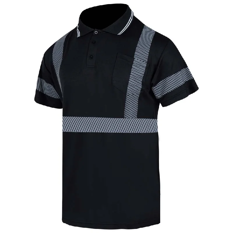 T021 Breathable Comfort Trim Black Reflective Safety Polo Shirts