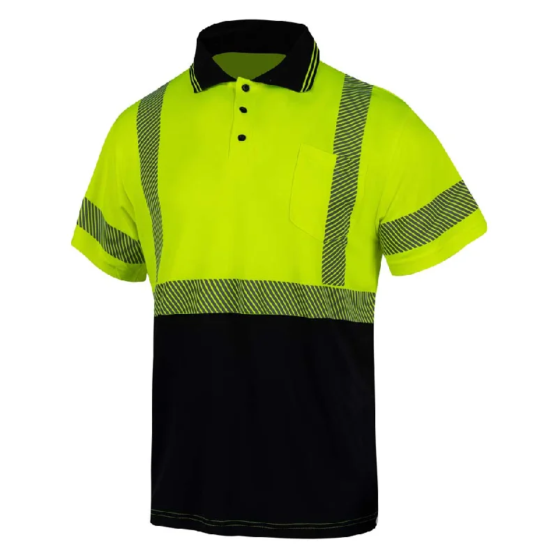 T021 Hi Viz Two-Tone Short Sleeve Safety Yellow Polo T Shirts