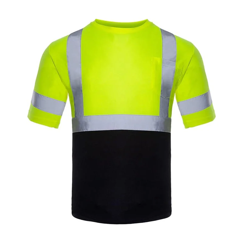 T001 Men's Construction Work Class 2 Hi Vis Breathable Quick Dry Safety T-Shirt