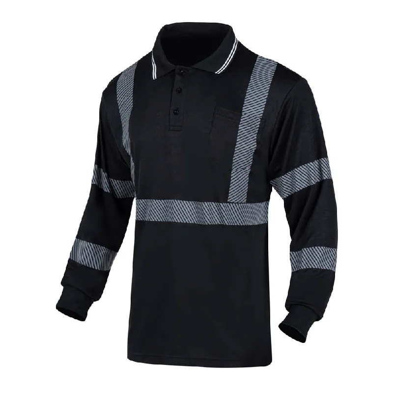 Polyester Birds-Eye Enhanced Visibility Workwear Black Polo Shirt