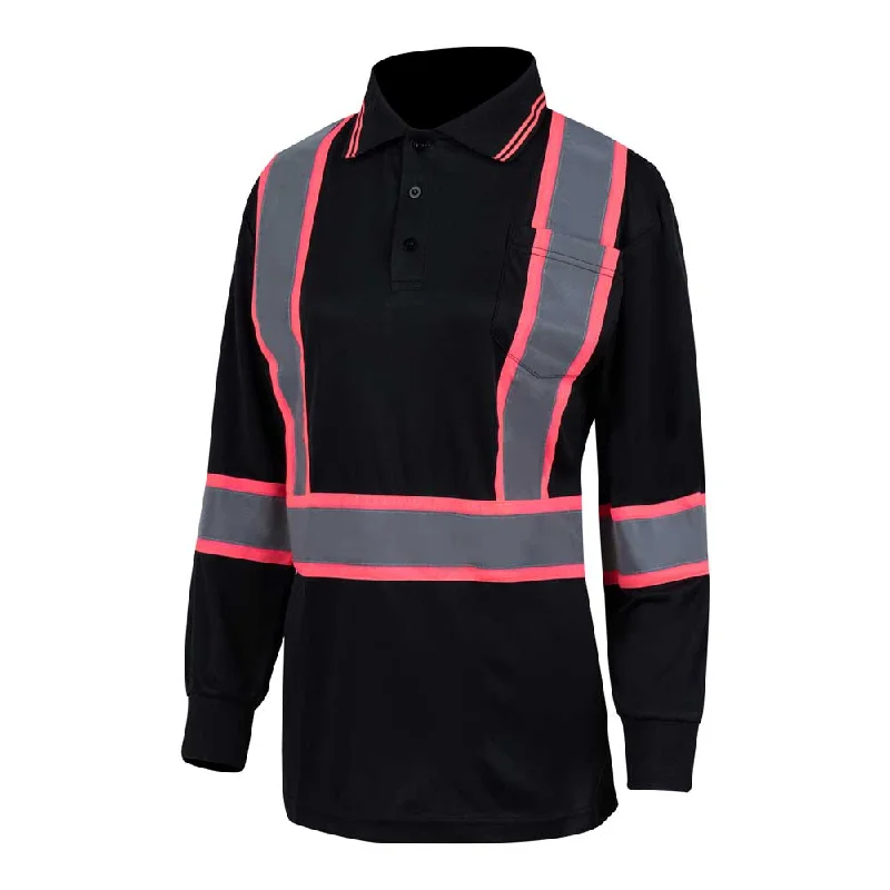 Reflective Tape Work Uniform Long Sleeve Women Polo Shirts