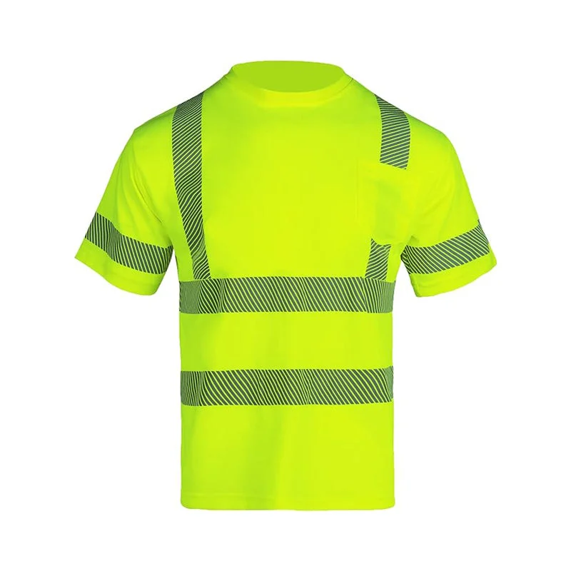 T003 Yellow Class 2 Breathable Mesh Hi Vis Short Sleeve Shirt with Pocket