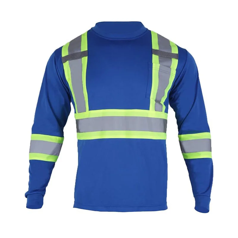 T005 Blue Hi Vis Moisture-Wicking Mesh Class 2 Reflective Shirt