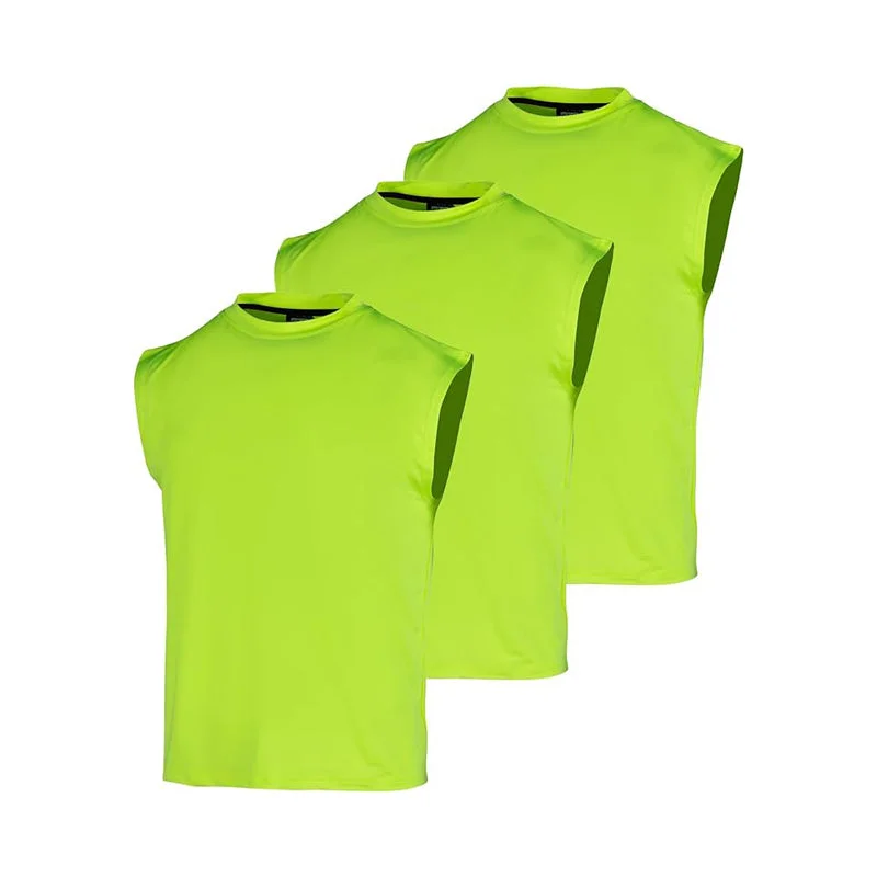 T020 3 Pack Hi Vis Quick Dry Muscle Sleeveless Shirt Tank Top