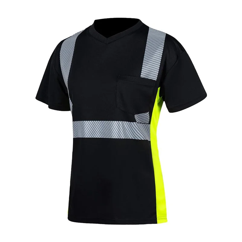 T2401 Black Hi Vis Reflective Short Sleeve Shirt for Women