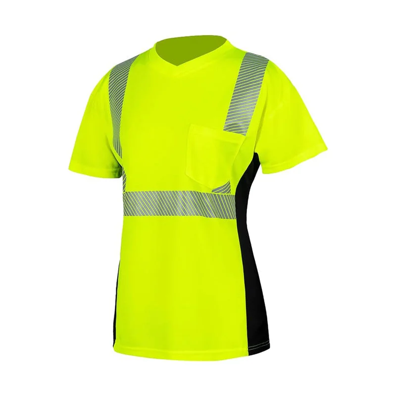 T2401 Ladies' Hi Vis Class 2 Short Sleeve Work Shirt V-Neck Design