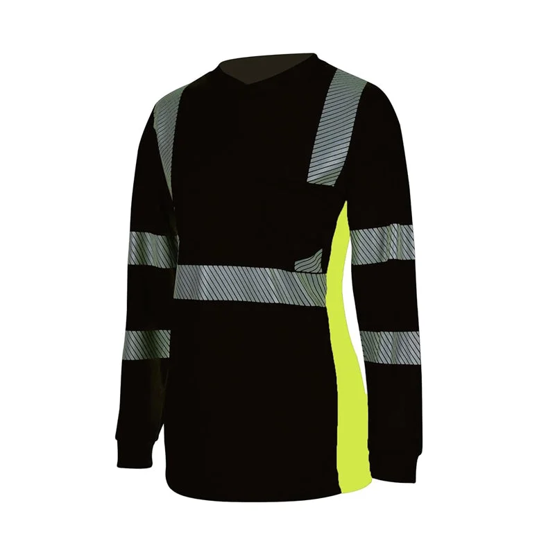 T2402 Women's Lightweight Black Long Sleeve Work Safety Shirt