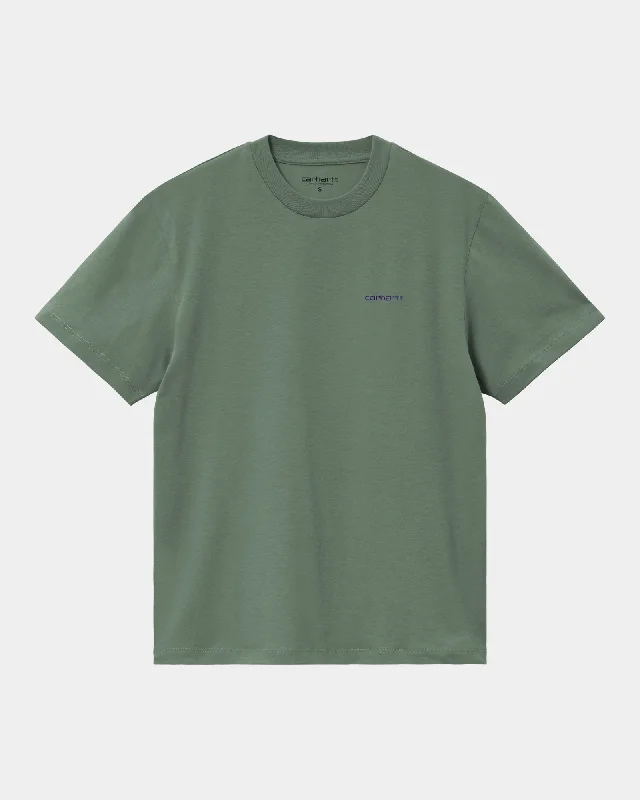 Women’s Script Embroidery T-Shirt | Duck Green / Aura