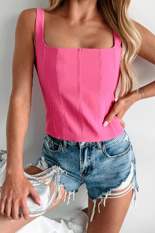 Basically Effortless Square Neck Tank Top (Pink)