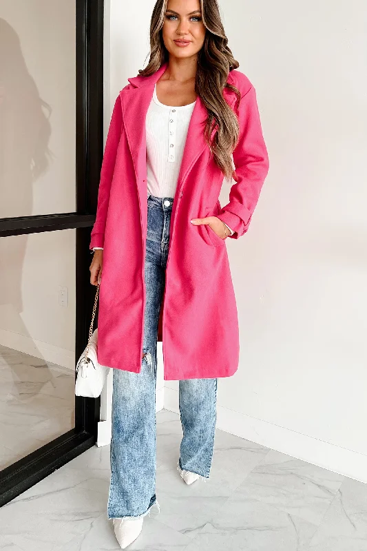 Eastern Winds Midi Length Coat (Fuchsia)