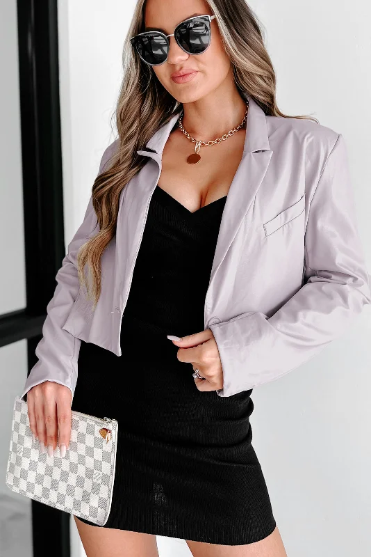 Right On Task Faux Leather Crop Jacket (Lilac)