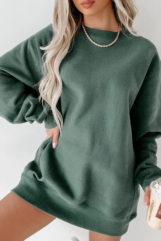 Side Ribbed Heavy Weight Crewneck (Alpine Green)