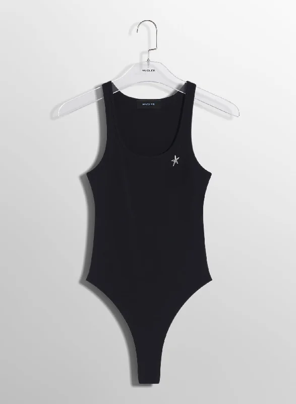 black Mugler star bodysuit