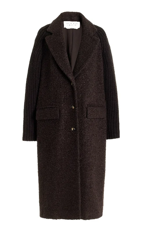 Charles Coat in Chocolate Recycled Cashmere Boucle