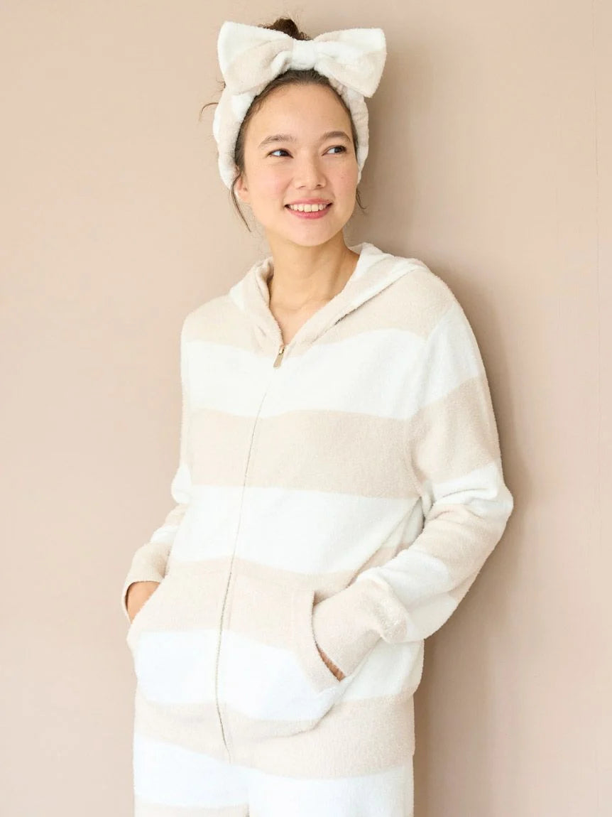 Cozy Smoothie Striped Zip-Up Hoodie