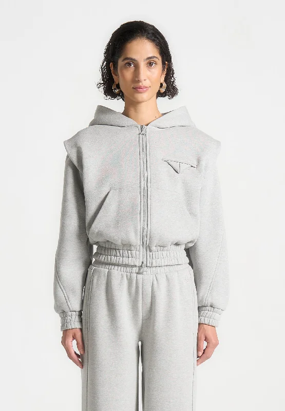 Éternelle Wide Shoulder Zip Through Hoodie - Grey