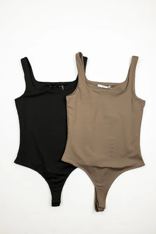 Carlie Square Neck Bodysuit  | Mocha