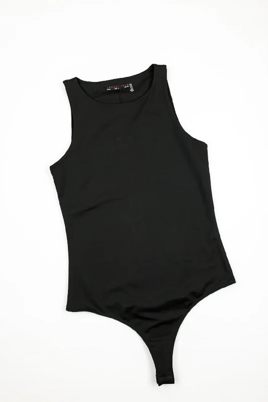 Tatum Halter Neck Tank Bodysuit | Black