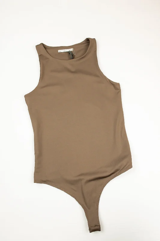 Tatum Halter Neck Tank Bodysuit | Mocha