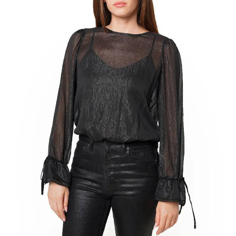 Lurex Yoryu Split Back Bodysuit In Black