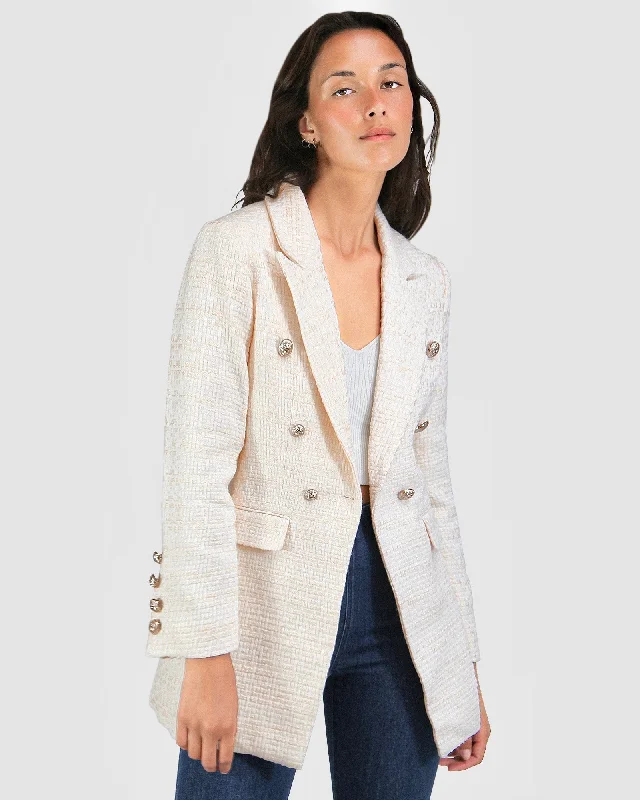 Princess Polina Tweed Blazer - Cream