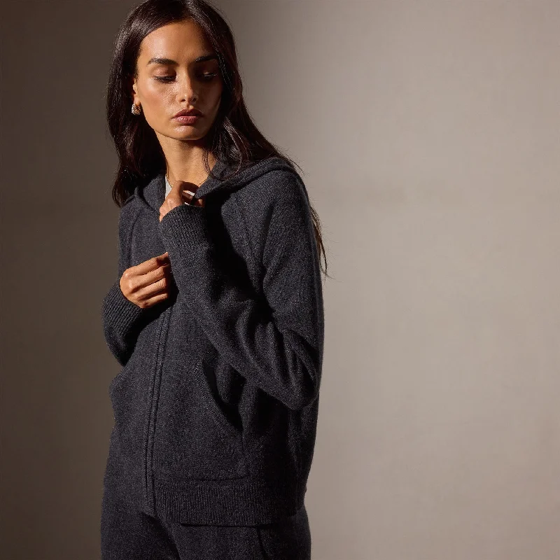 Recycled Cashmere Track Jacket - Coal