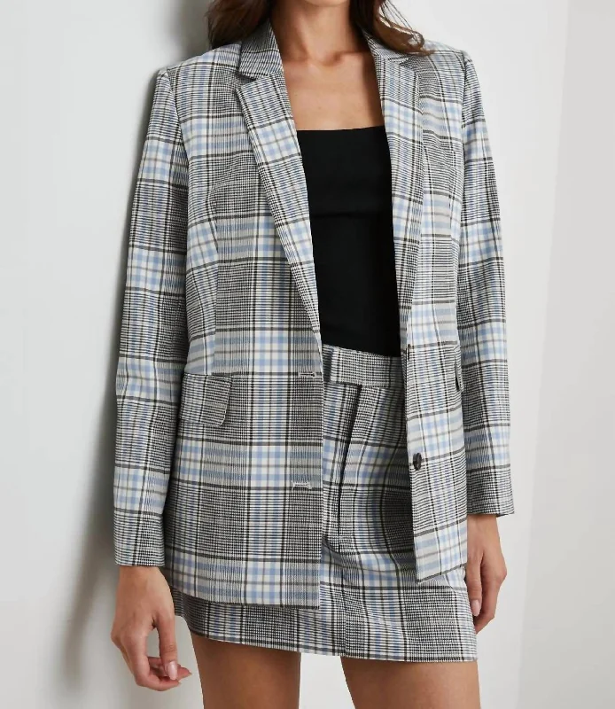 Stanton Plaid Blazer In Cocoa Sky Check