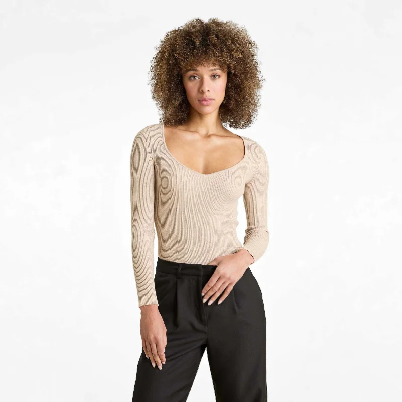 Sweetheart Sweater Bodysuit | Heather Oat