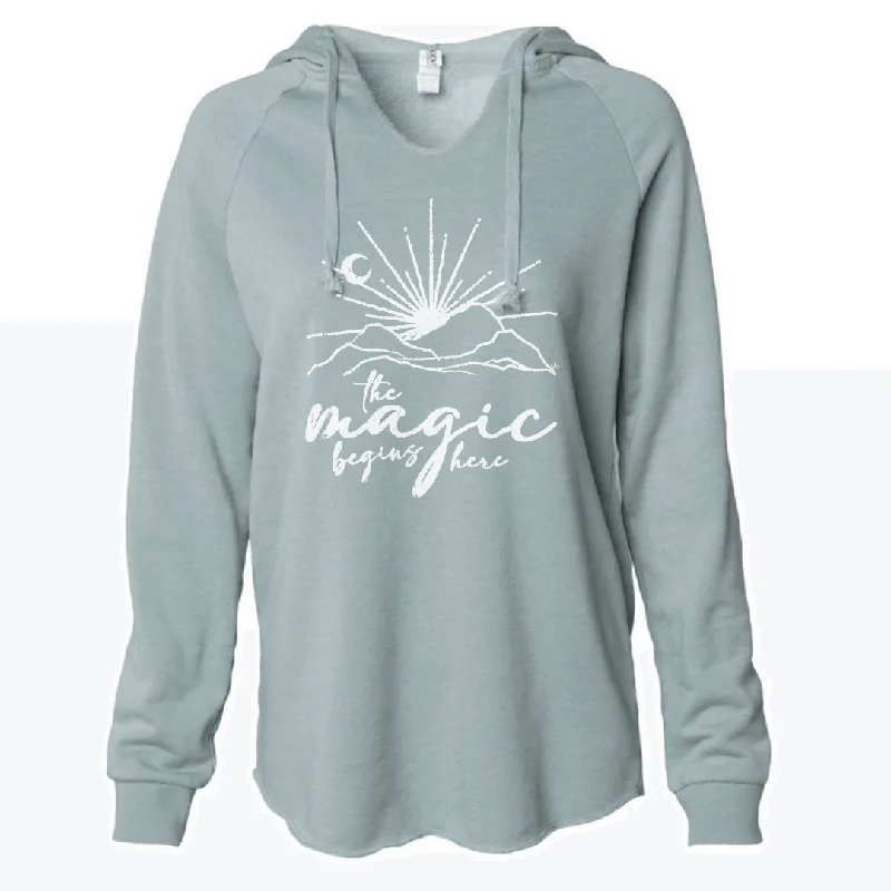 The Magic Begins Here - Inspirational Hoodie - Dusty Sage