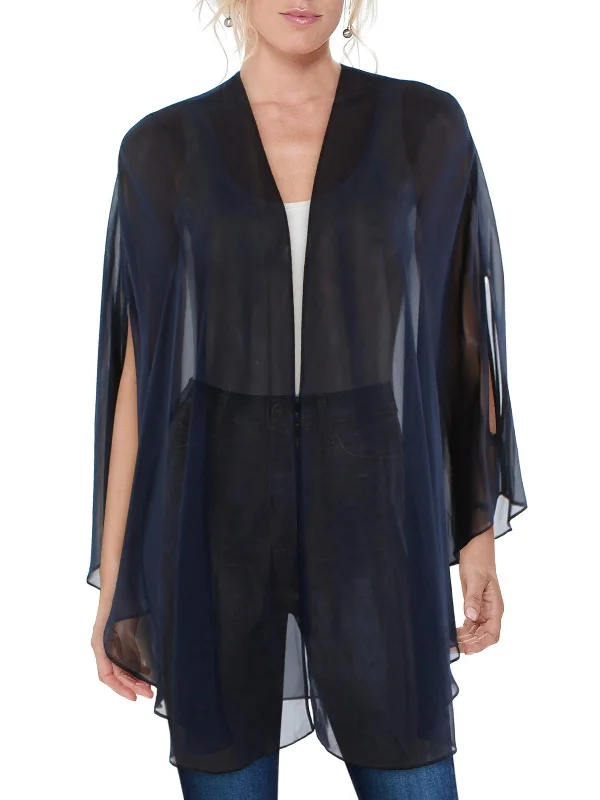 Womens Chiffon Sheer Duster Blazer