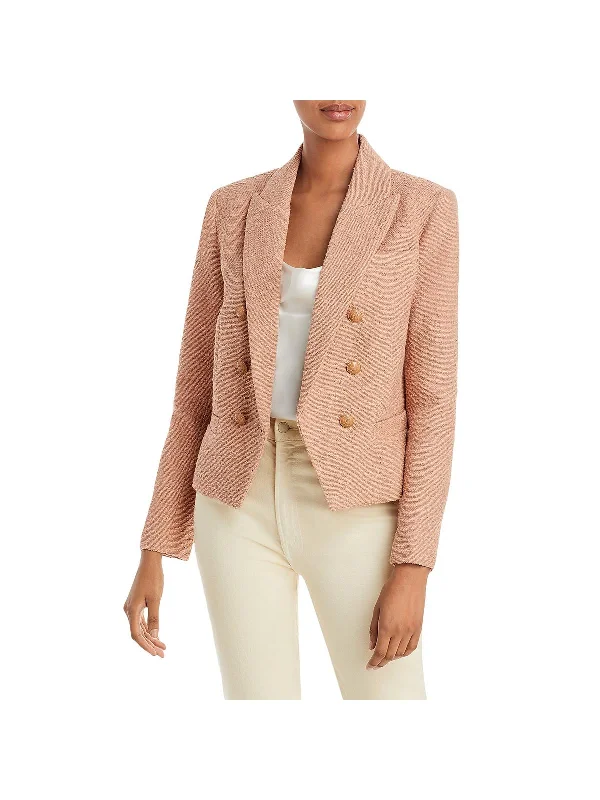 Womens Knit Short Double-Breasted Blazer