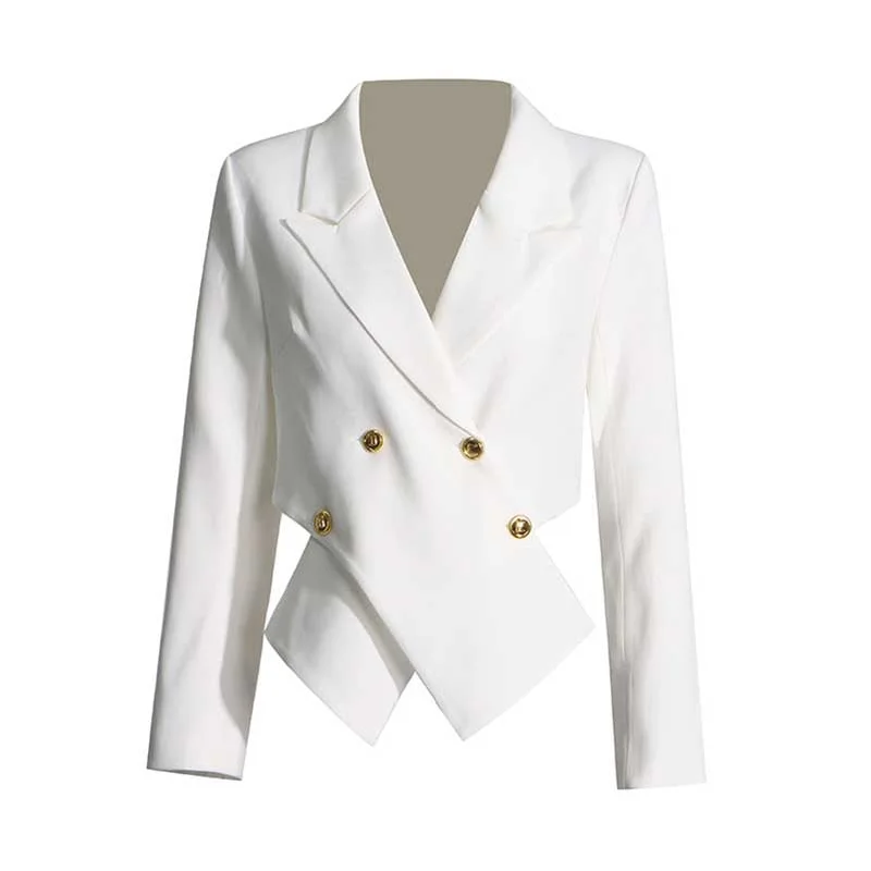 Women's Spliced Short Blazer in White