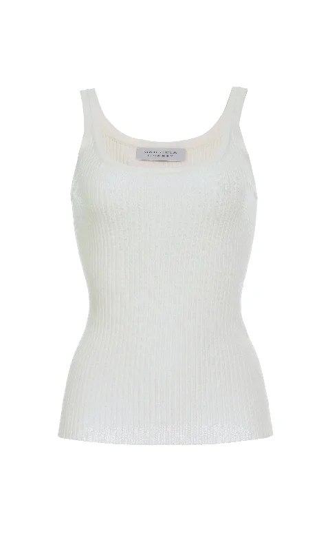 Alicia Knit Tank Top in Ivory Merino Wool