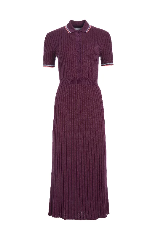 Eyot Knit Maxi Dress in Italian Plum Cashmere Silk