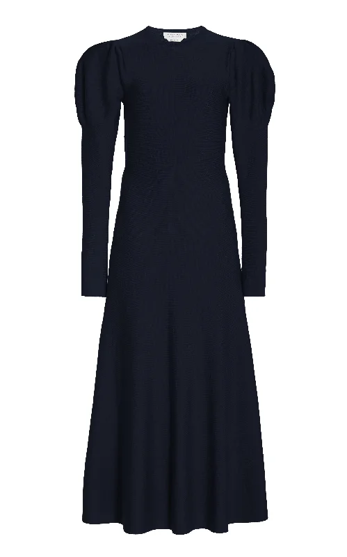 Hannah Knit Maxi Dress in Dark Navy Merino Wool Cashmere