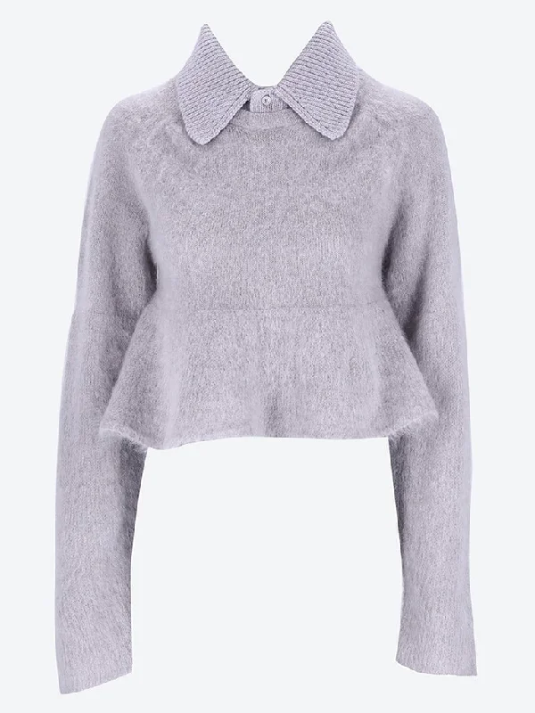 Wool mohair polo sweater