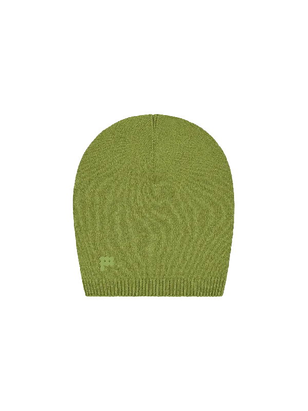 Recycled Cashmere Beanie—grass green