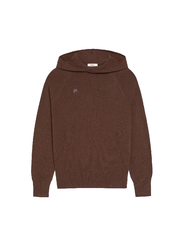 Womens Recycled Cashmere Hoodie—chestnut brown