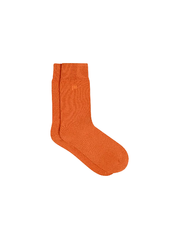 Womens Recycled Cashmere Socks—cinnamon orange