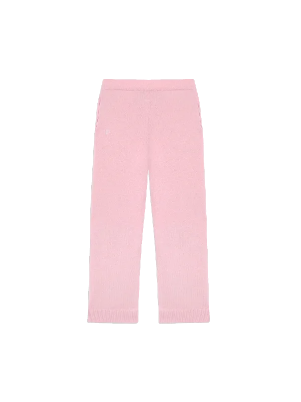 Womens Recycled Cashmere Loose Track Pants—sakura pink