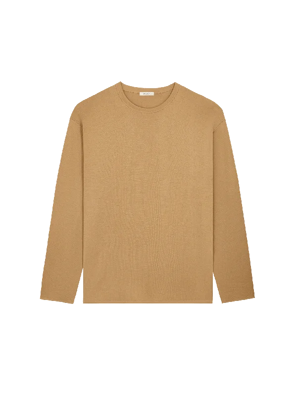 Womens Regenerative Merino Wool Sweater—camel