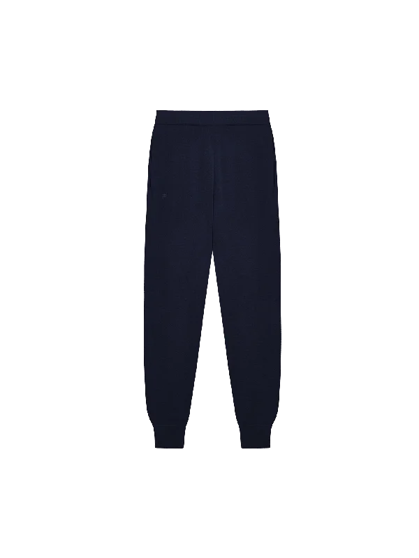 Womens Regenerative Merino Wool Track Pants—navy