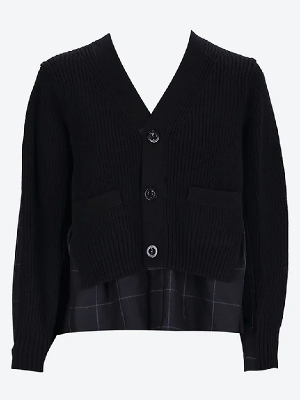 Windowpane knit cardigan