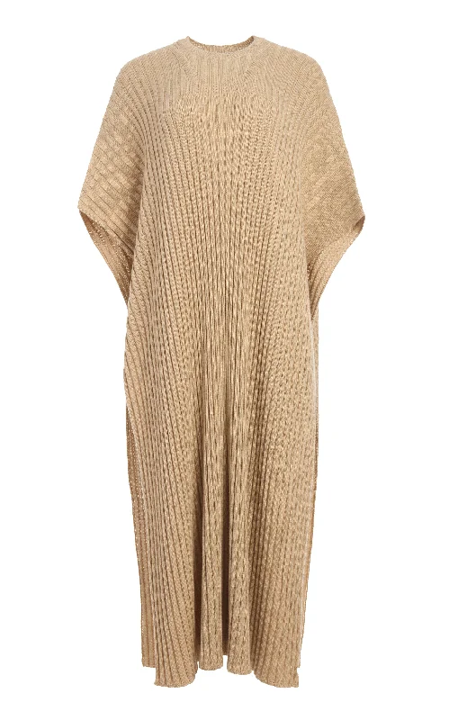 Taos Knit Poncho in Hay Merino Wool Cashmere