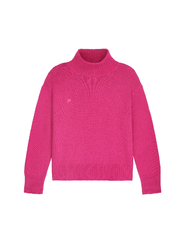 Women's Recycled Cashmere Turtleneck Sweater—tourmaline pink