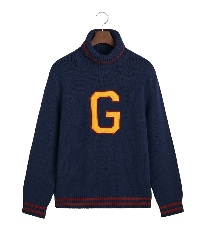 Seasonal G Turtleneck Sweater - Navy