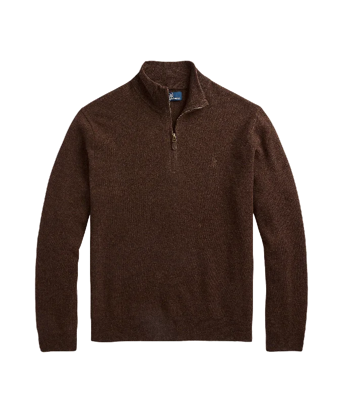 Wool Quarter-zip Sweater - Brown