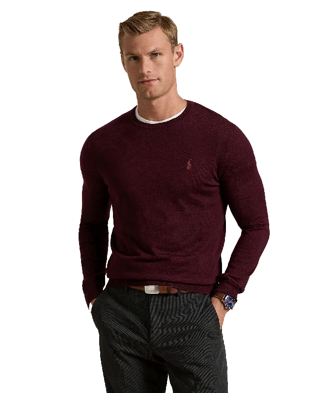 Slim Fit Washable Wool Crewneck Sweater - Red