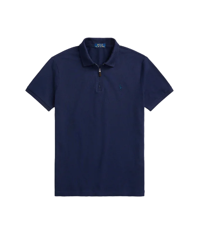 Custom Slim Fit Stretch Mesh Polo Shirt - Navy