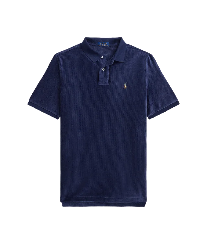 Classic Fit Knit Corduroy Polo Shirt - Navy